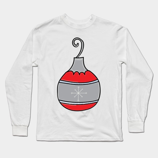 Whimsical Holiday Ball Ornament Illustration Long Sleeve T-Shirt by Angel Dawn Design